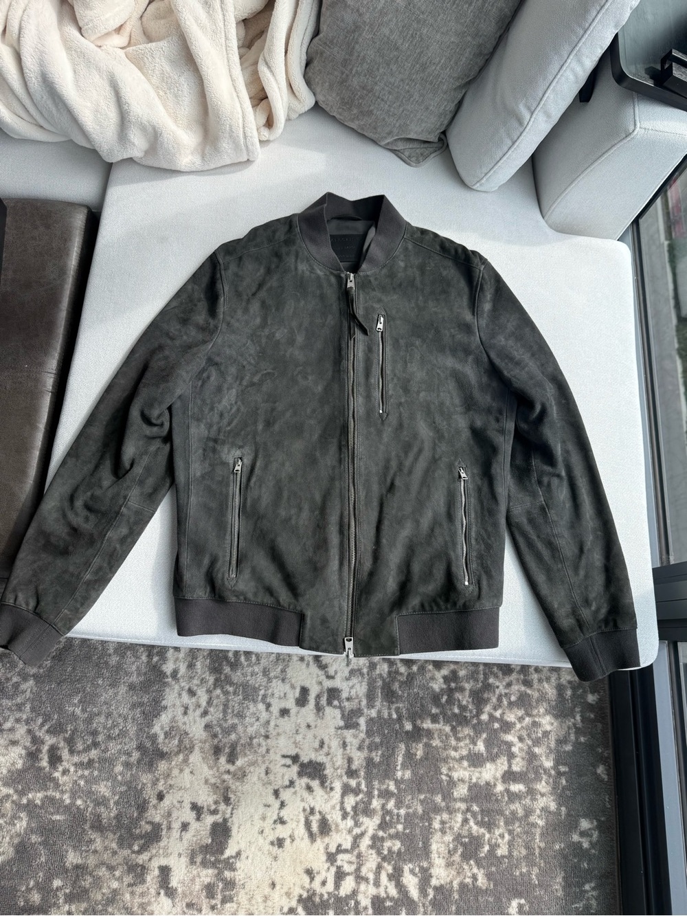 All saints Kemble suede bomber jacket